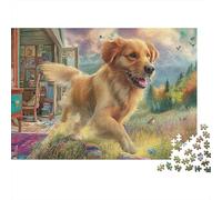 Labrador Retriever 1000 Pièces Puzzle Impossible Décoration Moderne Yellow Labrador Courir in Field Puzzles Jouets De Jeu pour La Famille 52x38cm/1000pcs