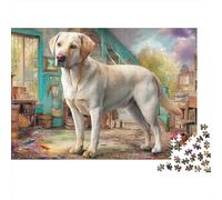 Labrador Retriever 1000 Pièces Puzzle Impossible Décoration Moderne Yellow Labrador Debout Puzzles Jouets De Jeu pour La Famille 52x38cm/1000pcs