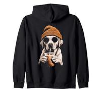 Labrador Retriever Buvant du café glacé Amusant Chien Hipster Sweat à Capuche