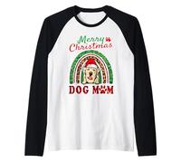 Labrador Retriever Christmas Santa Hat Dog Mom Rainbow Xmas Manche Raglan