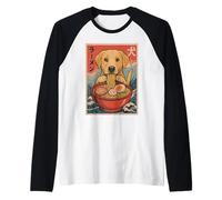 Labrador Retriever Mangeant des Ramen Kawaii Anime Dog Lover Manche Raglan