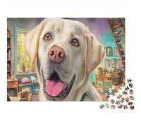 Labrador Retriever Puzzle Classique 1000 Pièces, Papier Premium, Hobbyistes W nd & Adultes,Smiling Lab Chambre colorée Décoration Intérieure, Cadeau Femmes, Décoration Fête 52x38cm/1000pcs