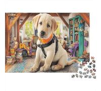 Labrador Retriever Set Puzzle 1000 Pièces pour Passionnés, Carton Recyclé,Yellow Lab Espace intérieur Confortable Décoration Intérieure, Art Mural, Cadeau Noël Festif, Défi Cérébral 70x50cm/1000pcs