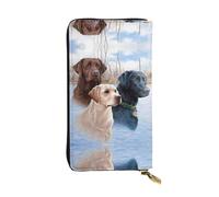 Labrador Retrievers Portefeuille long en cuir imprimé pour femme - Tendance avec plusieurs emplacements pour cartes, poche pour pièces de monnaie, noir, taille unique