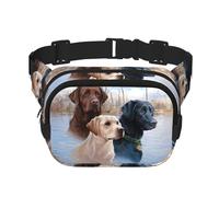 Labrador Retrievers Sac banane carré double couche - Sac banane unisexe partout avec sangle réglable, course à pied, voyage, noir, taille unique