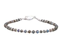 Labradorite 3 mm Rondelle Perles à facettes 17,8 cm Fermoir argenté réglable Bracelet pour hommes et femmes | LK_STACK_04086