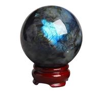 Labradorite Crystal Sphere Quartz Ball Feng Shui Display Ornaments for Photography Gazing Divination Fortune Telling,10cm/3.9in