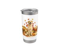 Labradors Retrievers Automne Mamans et Citrouilles Automnes Gobelet isotherme en acier inoxydable double paroi