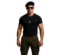 labreeze Béret de style militaire noir avec bordure en cuir - Couvre-chef unisexe pour hommage, armée, défilé ou déguisement - Disponible en tailles 57 cm et 59 cm (59 cm)