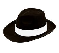 labreeze Chapeau de gangster style Al Capone pour adultes Noir avec bande blanche Style années 1920