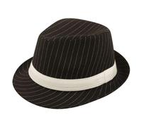 labreeze Chapeau noir pour adulte avec rayures blanches et bande fine Fedora pour costume de gangster mob boss