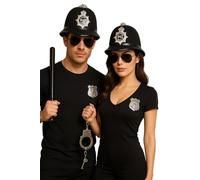 labreeze Déguisement de police pour couple - 2 casques, 2 lunettes de soleil, 2 badges de police, 1 matraque et 1 menottes - Ensemble cosplay adulte