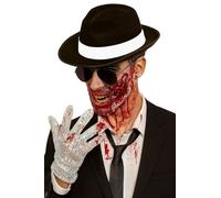 labreeze Ensemble d'accessoires de costume de gangster d'Halloween - Chapeau Al Capone, lunettes d'aviateur, gant à paillettes et tube de faux sang - Kit de déguisement pour homme pour fêtes et