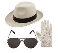 labreeze Ensemble de 3 pièces de style Michael Jackson avec chapeau à paillettes et gants