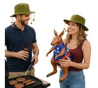 labreeze Lot de 2 couvre-chefs en liège australien et kangourou gonflable de 70 cm pour couple pour fête australienne, festivals, barbecues, enterrements de vie de jeune fille et costumes ou