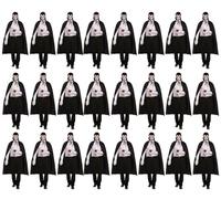 labreeze Lot de 24 longues capes noires Dracula avec col pour Halloween - Accessoire de déguisement de vampire effrayant