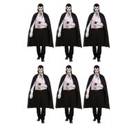 labreeze Lot de 6 longues capes Dracula noires avec col pour Halloween - Unisexe - Accessoire de déguisement de vampire effrayant