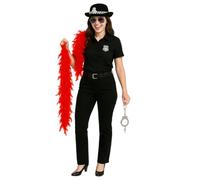 labreeze Policewoman Ensemble d'accessoires de déguisement - Chapeau, badge, menottes, boa à plumes rouges et lunettes de soleil noires - Costume pour femme adulte