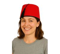 labreeze Red Fez Chapeau de déguisement pour femme - Accessoire de costume turc classique pour adultes, chapeau de fête sur le thème de la comédie rétro, couvre-chef vintage