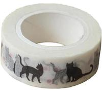 Labriciyon 1 ruban adhésif décoratif en papier washi imprimé chat noir 15 mm x 10 m