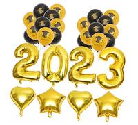 LABRIMP 1 ensemble Décorations de Fête de Graduation Ensemble de Ballons Noirs Or Dorées Cœurs Dorés Accessoires de Fête pour Célébrations de Remise de Diplôme