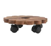 LABRIMP 1 Pièce Plateau Rond à roulettes en Bois, pour Pot de Fleurs | Bois, Quatre Roues Pivotantes à 360°, Deux Freins, pour Bacs et Tonneaux sur Terrasse