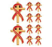 LABRIMP 10 Pièces Broches Commémoratives Croix Métal Rouge Épingles de Souvenir Chrétiennes pour Invités Badge de Mémoire pour Sacs à Dos et Tenues Accessoires Funéraires Discrets