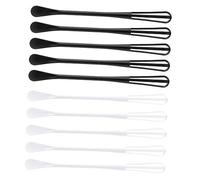 LABRIMP 10 pièces Lot de Mini Cuillères PP pour Cuisine Pâtisserie Mélangeur Œufs Lait Noires Blanches Ustensiles Multifonctions Manuels