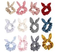 LABRIMP 12 Pièces Accessoires pour Cheveux en Tissu Élastique Oreilles de Lapin et Noeud, Confortables et Stylés pour Usage Quotidien et Fêtes Couleur Aléatoire
