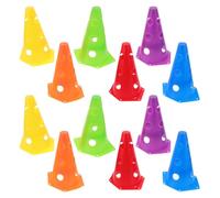 LABRIMP 12 Pièces Cône et Football 23cm PE Hexagonal D'entraînement en Trous Intégrés Guidage Directionnel Clair Passage Rapide de Corde, Couleur Aléatoire pour Exercices Gazon