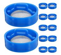 LABRIMP 12 Pièces Crépine D'arrivée D'eau pour Lave-linge, Filtre à Eau en Ligne, Kit de Réparation, Plastique et Acier Inoxydable, Bleu, Anti-obstruction, Installation Facile