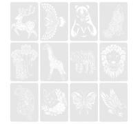 LABRIMP 12 Pièces Modèles D'animaux Pochoir de Peinture Pet Réutilisable et Lavable pour Garçon et Filles, Scrapbooking et Décoration de Biscuits, Motifs Animaux