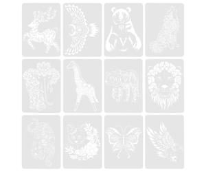 LABRIMP 12 Pièces Modèles D'animaux Pochoir de Peinture Pet Réutilisable et Lavable pour Garçon et Filles, Scrapbooking et Décoration de Biscuits, Motifs Animaux
