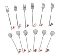 LABRIMP 12 Pièces Set de Couverts Inox de Noël pour Dessert et Café Cuillères et Fourchettes Festives Acier Faciles à Nettoyer et Multi-usages Coffret Cadeau Élégant