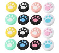 LABRIMP 16pièces Capuchons De Joystick Silicone Protection Manette Switch Motif Patte De Chat Couleurs Mixtes Caps Poignée Pouce Pour Accessoires Switch
