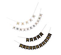 LABRIMP 2 Pièces Bannière de Anniversaire Happy Anniversary de Décoration Chic pour Accessoire Photo pour Événements Intérieurs et Extérieurs