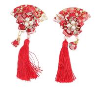 LABRIMP 2 Pièces Barrette Éventail avec Pompon Accessoire Cheveux Chic pour Filles Épingle Coiffure Lot