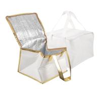 LABRIMP 2 pièces Sac Repas Capacité Sac Repas Pique Étanche et pour Travail École Camping Lunch Réutilisable et Facile à Transporter Blanc et Blanc Doré