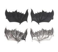 LABRIMP 2paires Épingles à Cheveux Ailes de Chauve-souris Gothiques Punk Accessoires de Costume de Diable pour Halloween et Cosplay Clips Original Bat Wings Noir et Argent Ancien