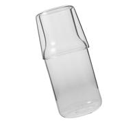 LABRIMP 2Set Carafe à Eau de Chevet Verre Borosilicate Résistant Au Choc Thermique avec Gobelet Pichet Transparent pour Boissons Froides et Chaudes Ensemble Élégant pour Chambre et Bureau