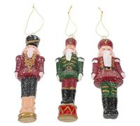 LABRIMP 3 Pièces Nutcracker Soldier Hanging Decorations Plastic Xmas Tree Ornaments with Built-in Strings Festive Holiday Collectible Figures for Christmas Decor