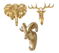 LABRIMP 3pièces Muraux Tête Éléphant Pour Décoration Intérieure Couleur Dorée Accroche-animal Élégant Pour Maison Et Magasin