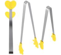 LABRIMP 3pièces Pinces Alimentaires Silicone Antidérapantes Accessoires Cuisine Pratiques pour Salade Sucre et Apéritifs Design Créatif Jaune Mains Mitaines et Cœur Usage Domestique