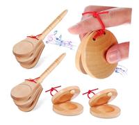 LABRIMP 4 pièces Castagnettes à Doigts Bois de Instrument de Percussion Musicale Portable Confortable pour Flamenco Musique Folklorique et Classique