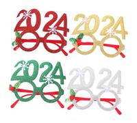 LABRIMP 4 Pièces Lunettes de An de Accessoires Photo Colorés pour Lunettes Scintillantes pour Prendre des Photos Amusantes