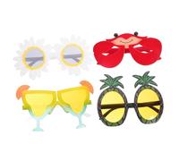 LABRIMP 4 Pièces Lunettes de Soleil Hawaïennes Amusantes Lot de Lemon Cup Crab Pineapple Sunflower Accessoires pour à Thème et Tropicales