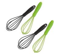 LABRIMP 4 pièces Mini Silicone Inox Batteur à Œufs Manuel Compact pour Fouetter Mélanger Mousser le Lait Ustensile de Cuisine Portable et Facile à Nettoyer