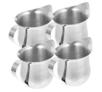 LABRIMP 4 pièces Pichet à Lait Inoxydable Pot à Crème pour Latte Art Tasse à Espresso et Service de Sauce Design Élégant et Facile à Nettoyer