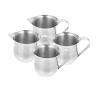 LABRIMP 4 pièces Pot à Lait Inox Pichet Crème Espresso avec Bec Verseur Petit Pot Multifonction pour Mousse Latte Art et Sauce Usage Café et Cuisine