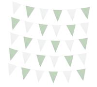 LABRIMP 42 Pièces Guirlande de Fanions pour Anniversaire Décoration de Fête Boho Banderole Triangle pour Célébrations et Salles de Classe Avocat Vert et Blanc